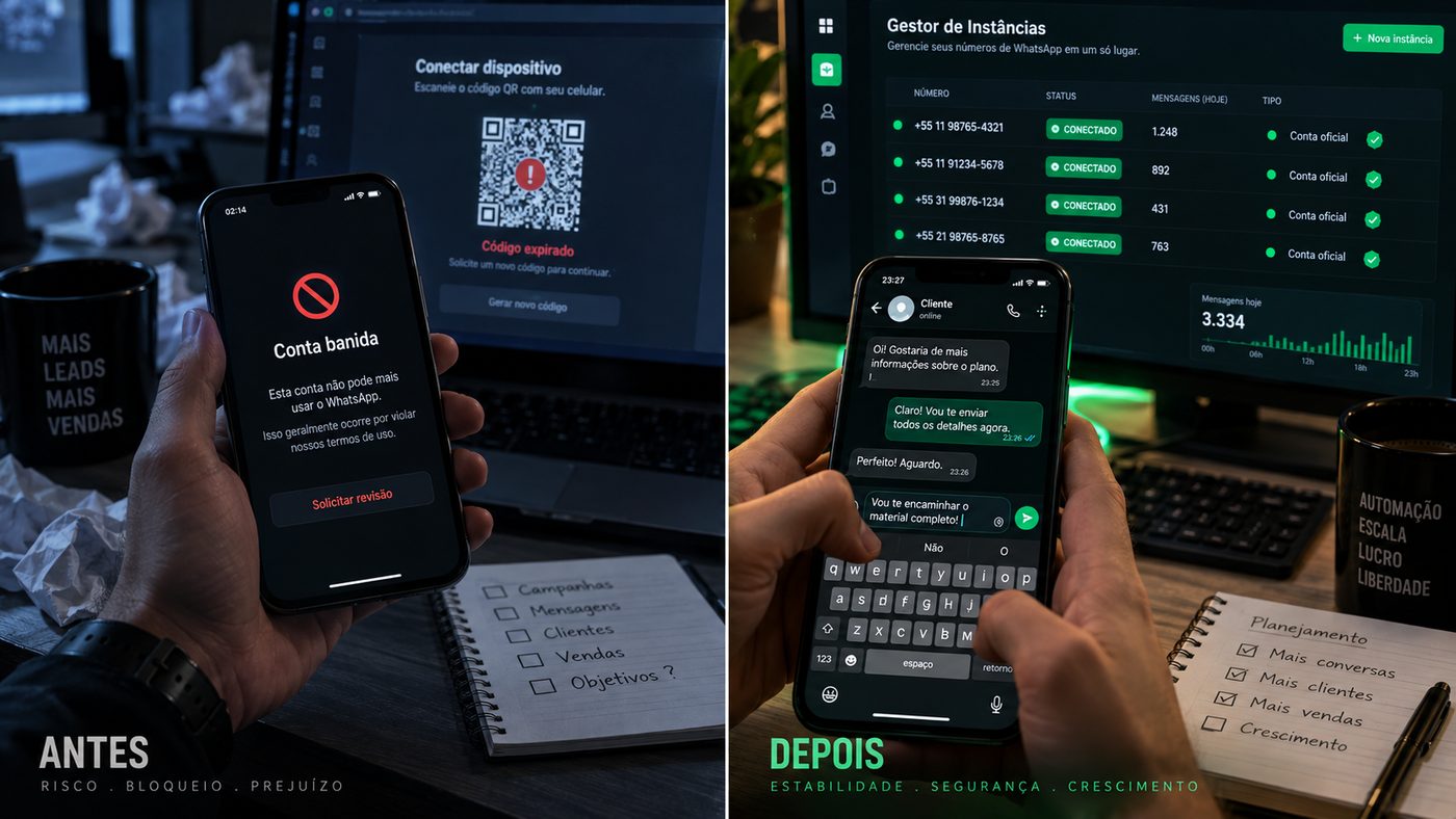 Celular com a conta de WhatsApp banida.